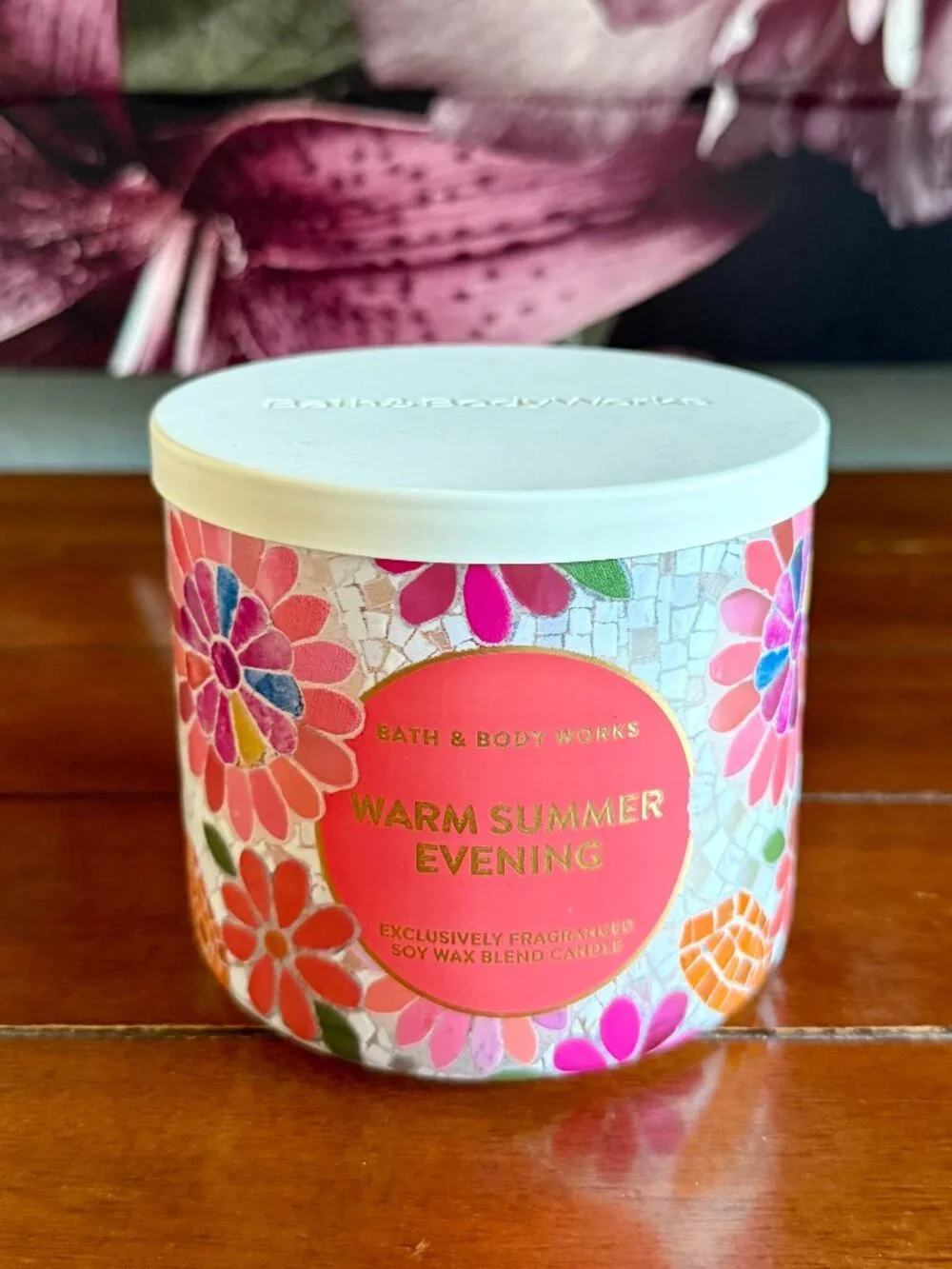NEW WARM SUMMER EVENING 3-Wick Candle Bath & Body Works
